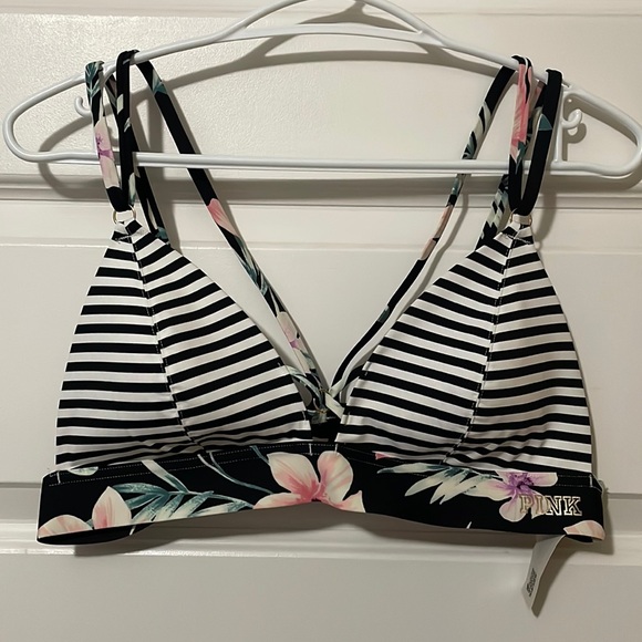 VICTORIA’S SECRET Bralette floral and stripe sz L - Picture 1 of 4